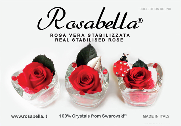 Rosabella® Vera Rosa Stabilizzata Sfera di Vetro XL Strass Swarovski